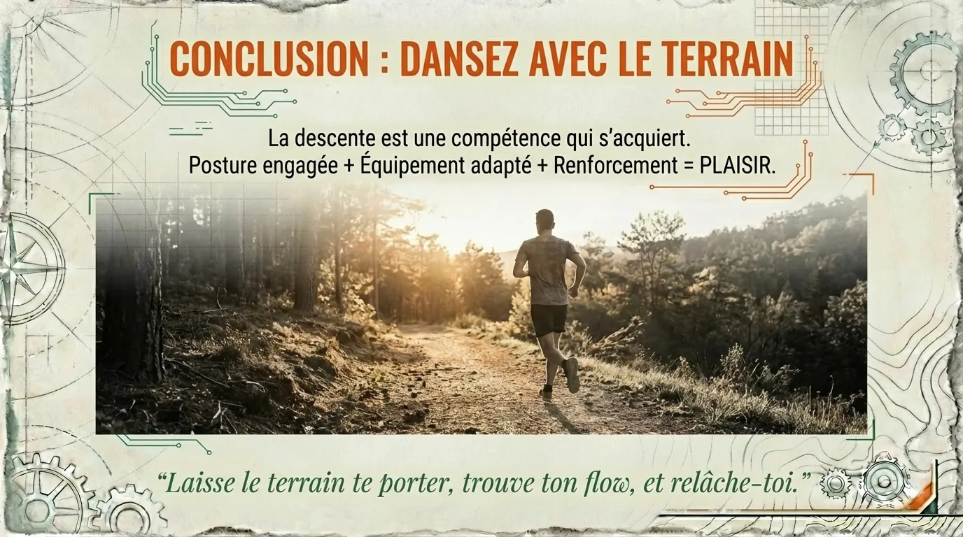 Traileur sur un sentier en forêt au soleil
